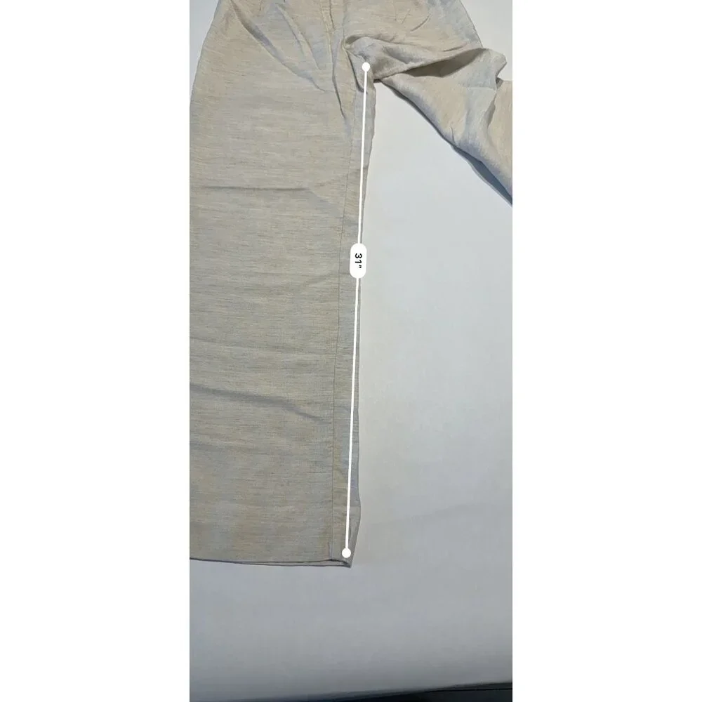 Aritzia Wilfred The Effortless Linen Wider Leg Natural Ecru Pants Women's Size 8